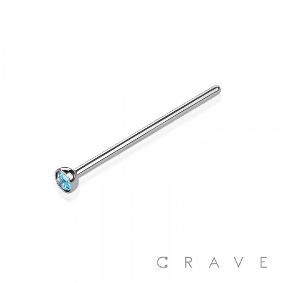 CRAVE – wholesale Nose ring – 316L SS NOSE 15MM STRAIGHT FISHTAIL PIN WITH GEM9