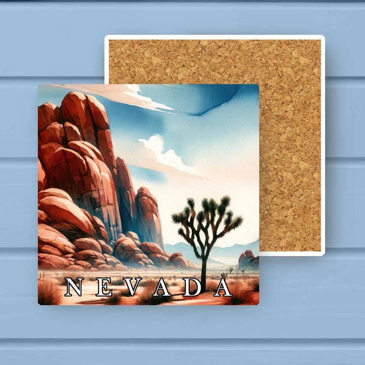 Nevada Landmark & Landscape Watercolor Stone Coaster for wholesale by ADDLE iNK