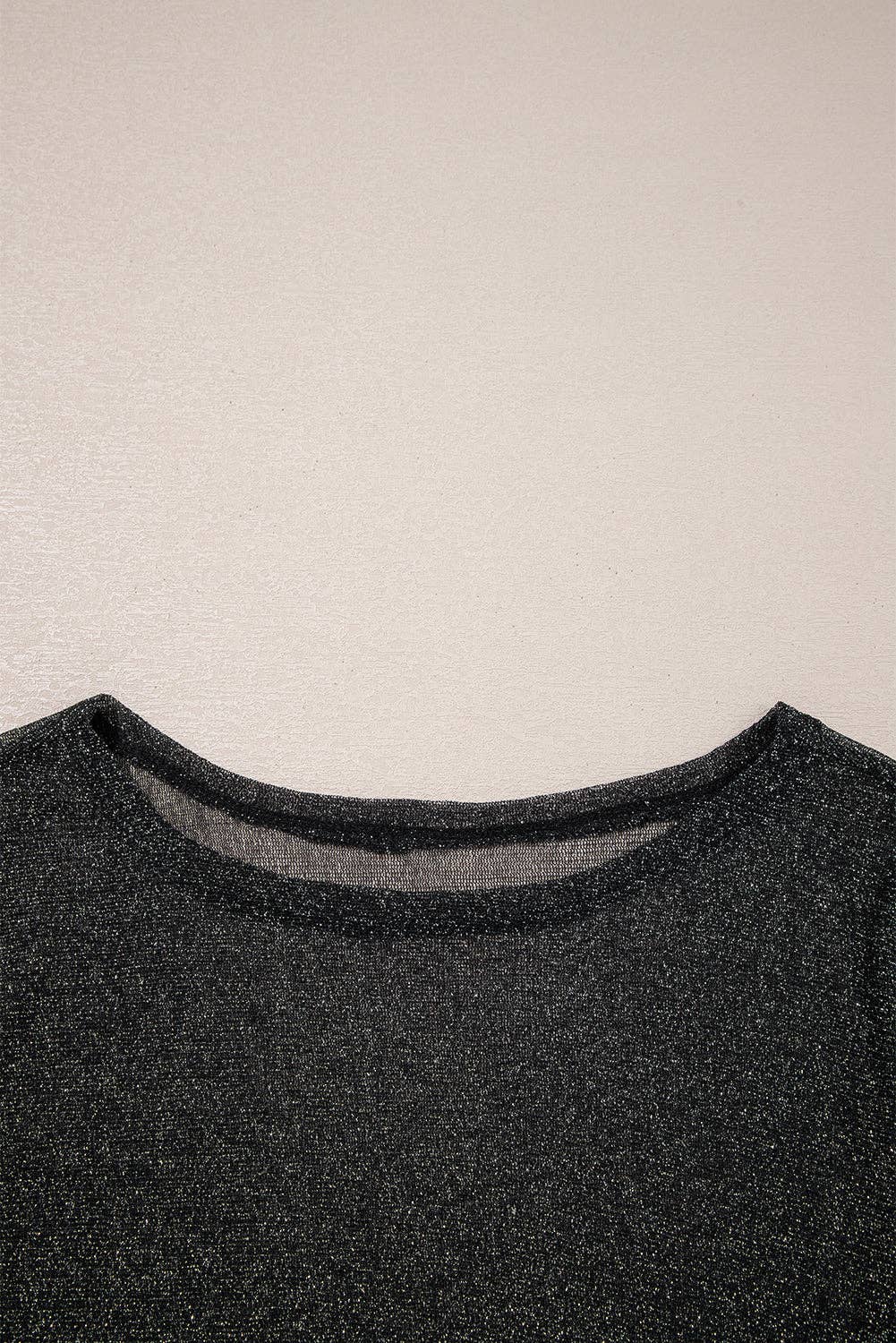 Black Metallic Glitter Mesh Long Sleeve Top for wholesale on Faire7