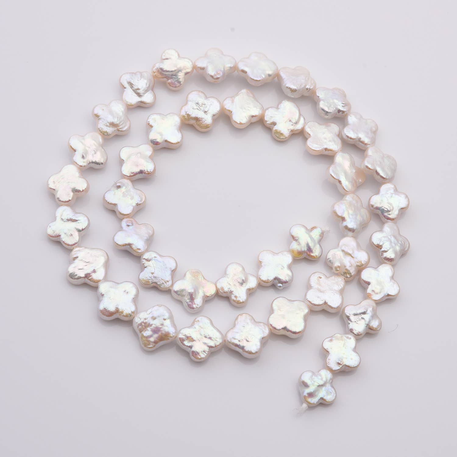 Beads Creation - Wholesale Beads - Four Leaf Clover Pearls, 9mm 4A White Strand, Gift, FWP0541