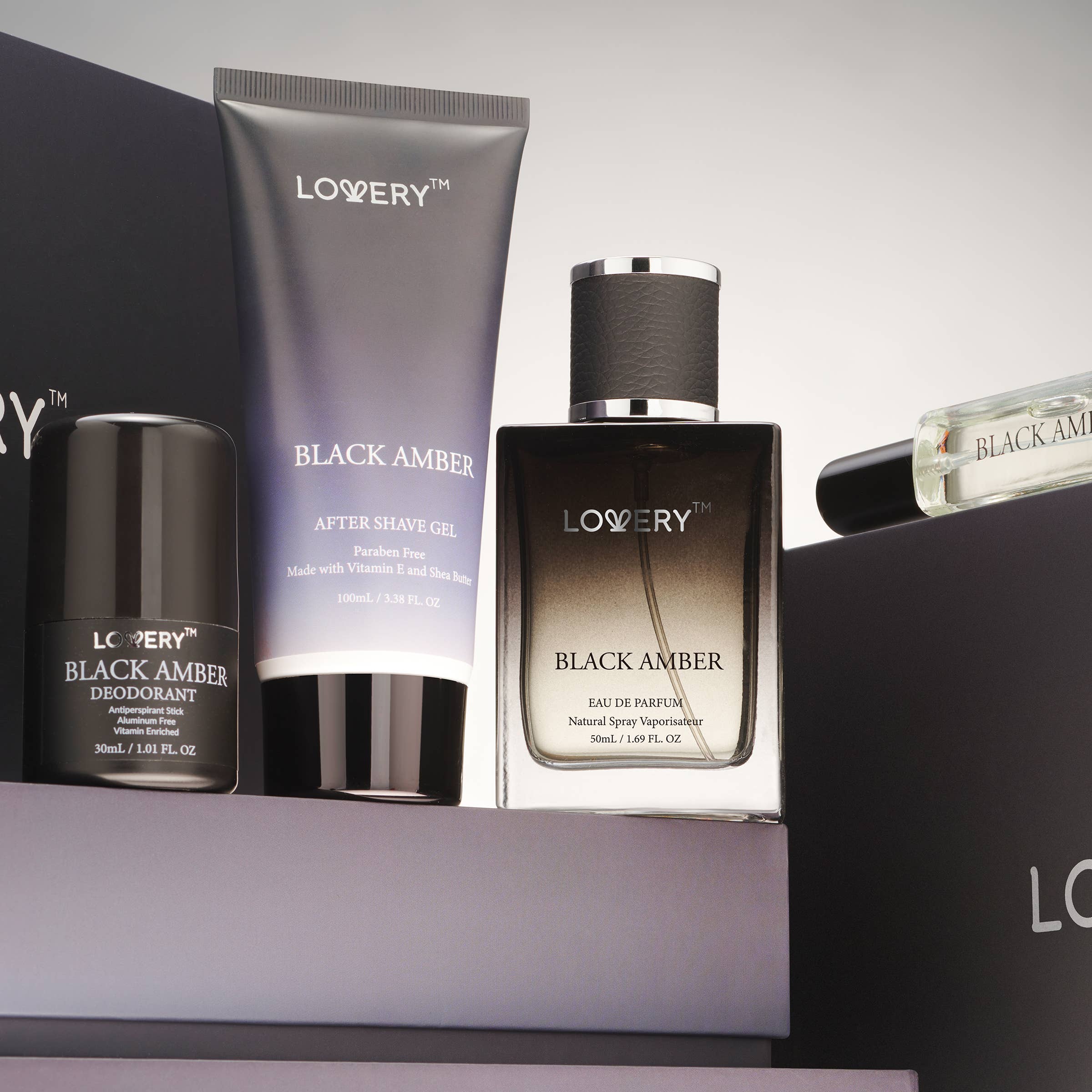 Lovery - Wholesale Bath & Body Set - Men's - Mens Christmas Gifts, Black Amber Body Care Grooming Set1