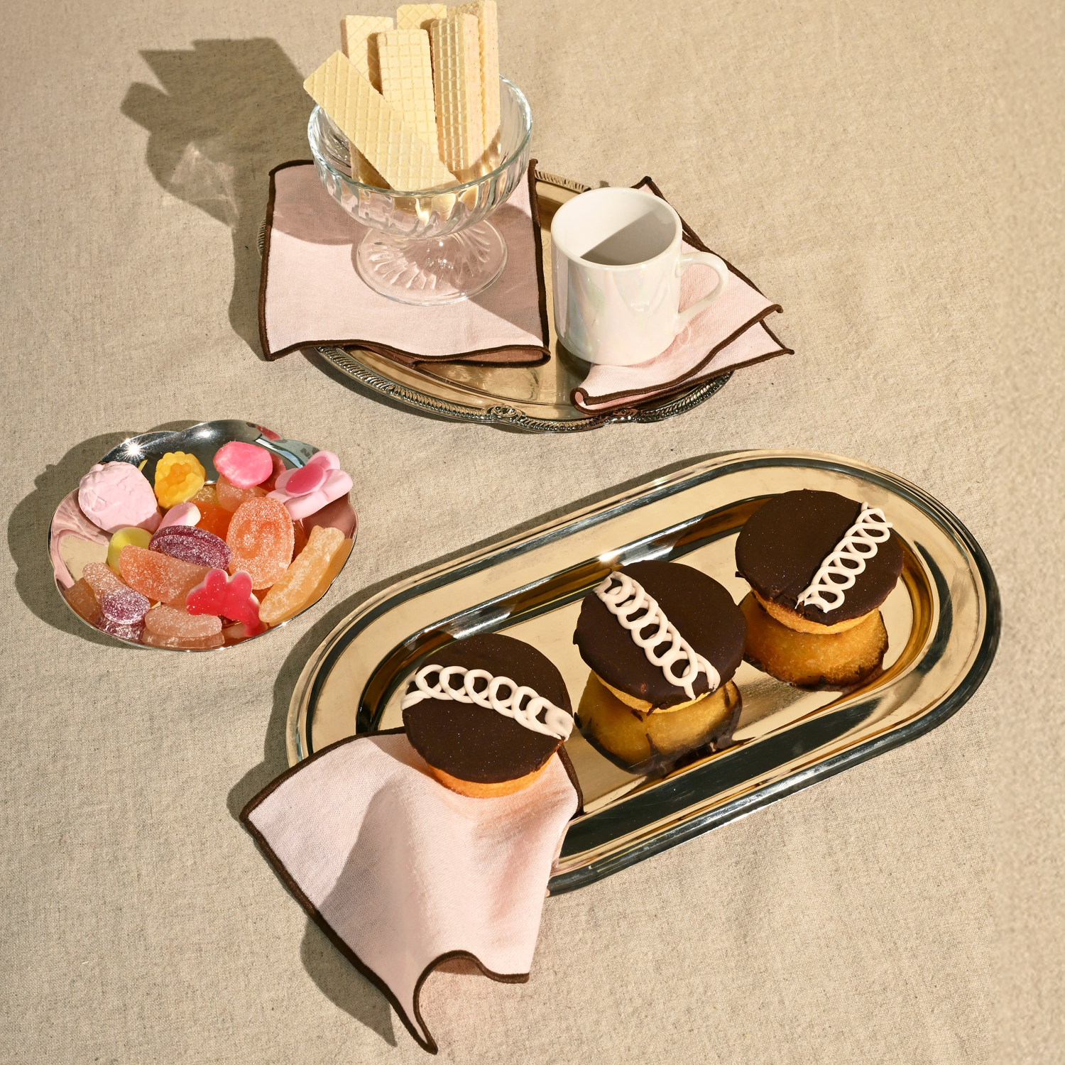 ATELIER SAUCIER – Engroshandel Middags- og stofserviet – Neapolitanske cocktailservietter | Sæt med 42