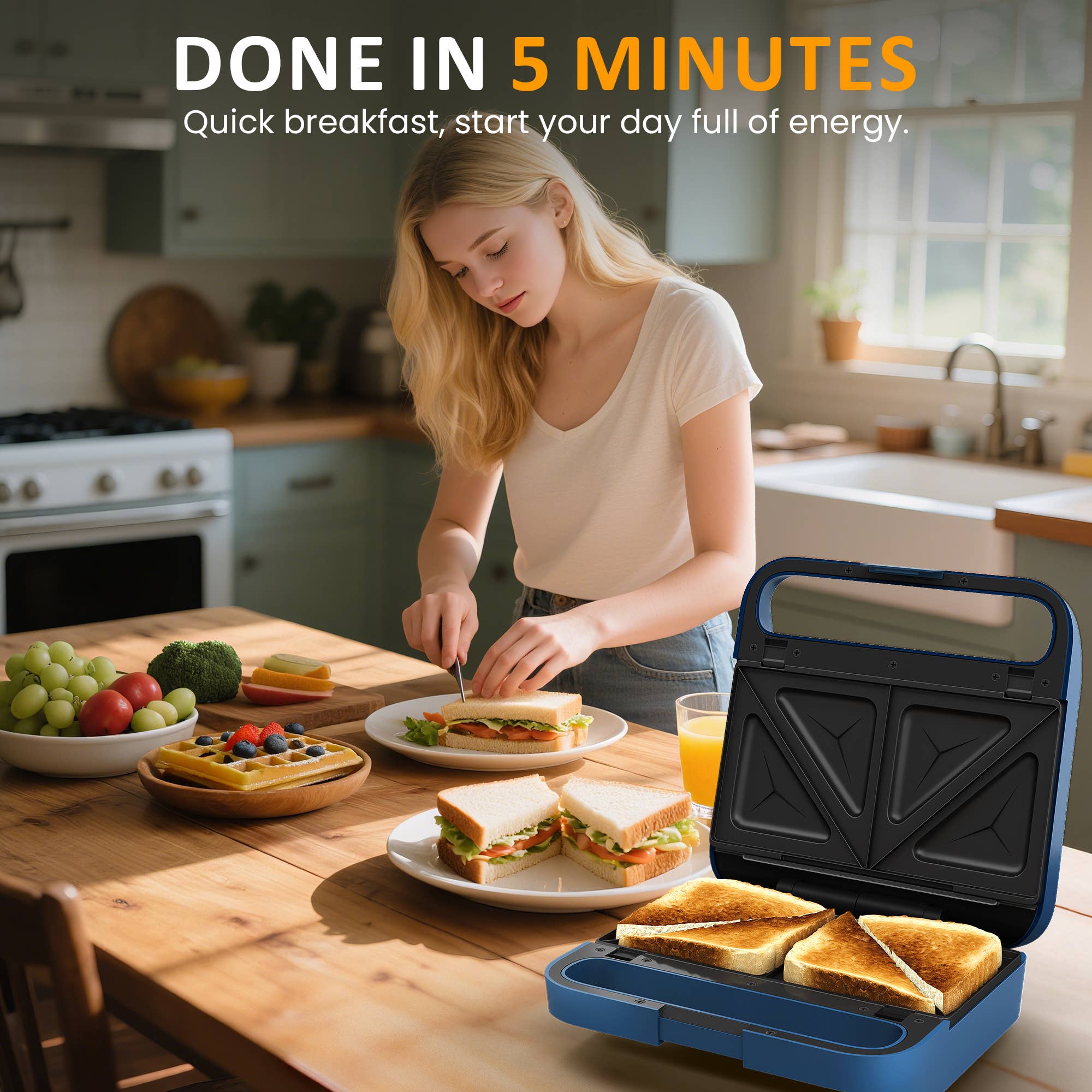 Heynemo - Wholesale Kitchen Appliance - 3 in 1 Sandwich Maker, Electric Waffle Maker5