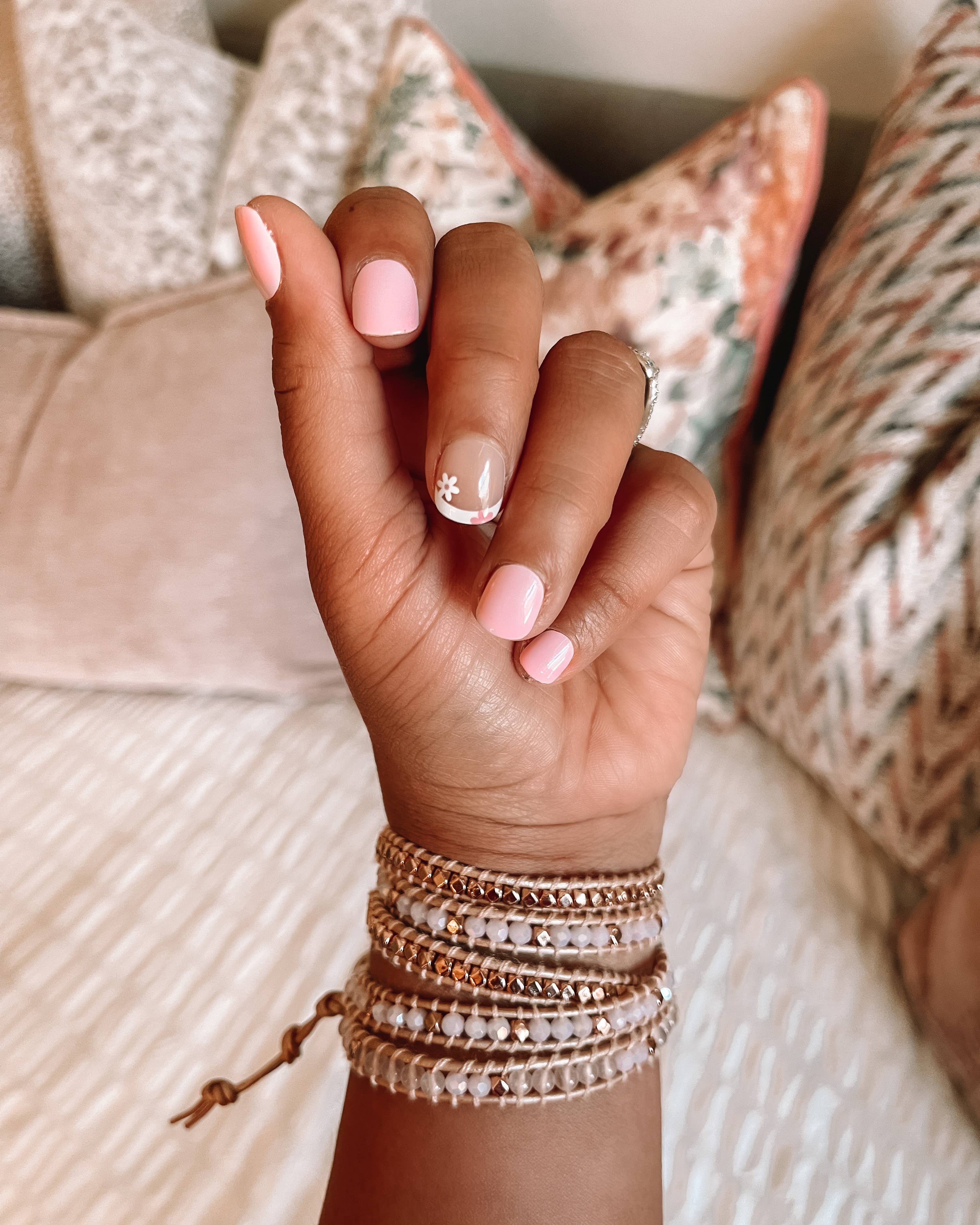 Ivy & Ash - Wholesale Nail Art/Decal - Très Chic - Rose | French Tip Daisy Mixed Mani Nail Art1