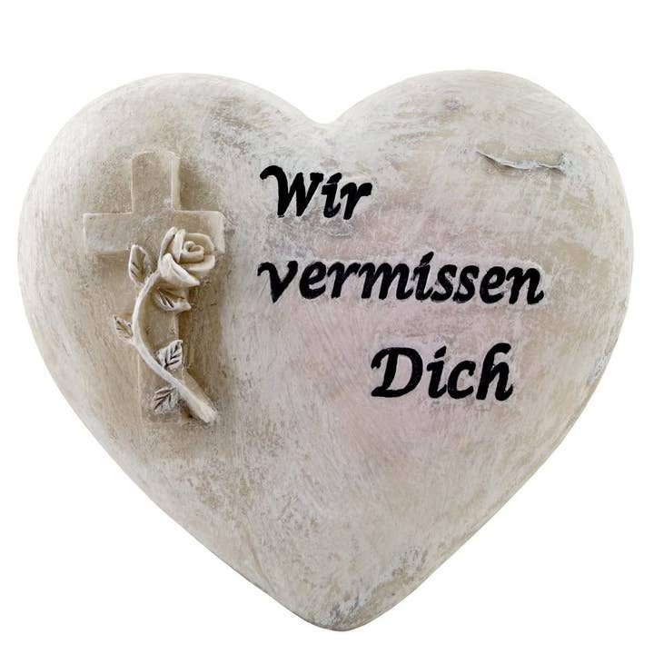 Stele commemorativa a forma di cuore con croce "Ci manchi" per la vendita all'ingrosso da parte di petbye