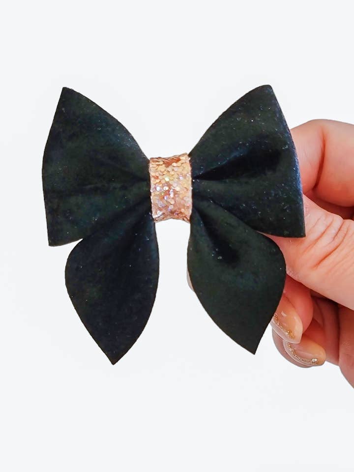 3" Sailor Bow-Black Velvet for wholesale by Dainty Delights Creations
