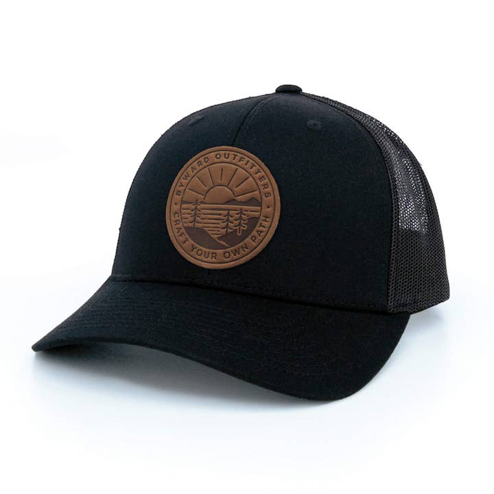 Byward Outfitters - Wholesale Trucker Hat - Unisex - Scenic Sunrise Leather Patch Hat