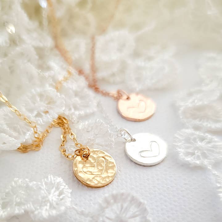 Hammered I LOVE you necklace in Gold, Rose Gold and Silver for wholesale by GiGisPetals
