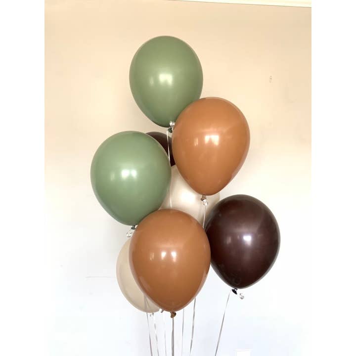 Hullaballoons - Wholesale Balloon - Green and Brown Balloons | Set of 8 Latex Balloons