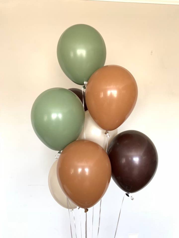 Green and Brown Balloons | Set of 8 Latex Balloons for wholesale by Hullaballoons
