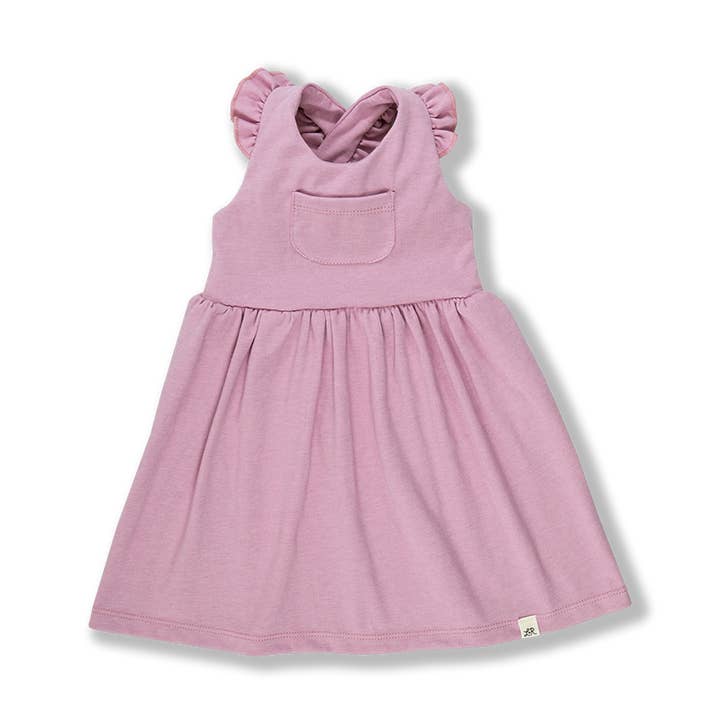 Amaranth Flutter Crossback Dress for wholesale by Little Road Co.