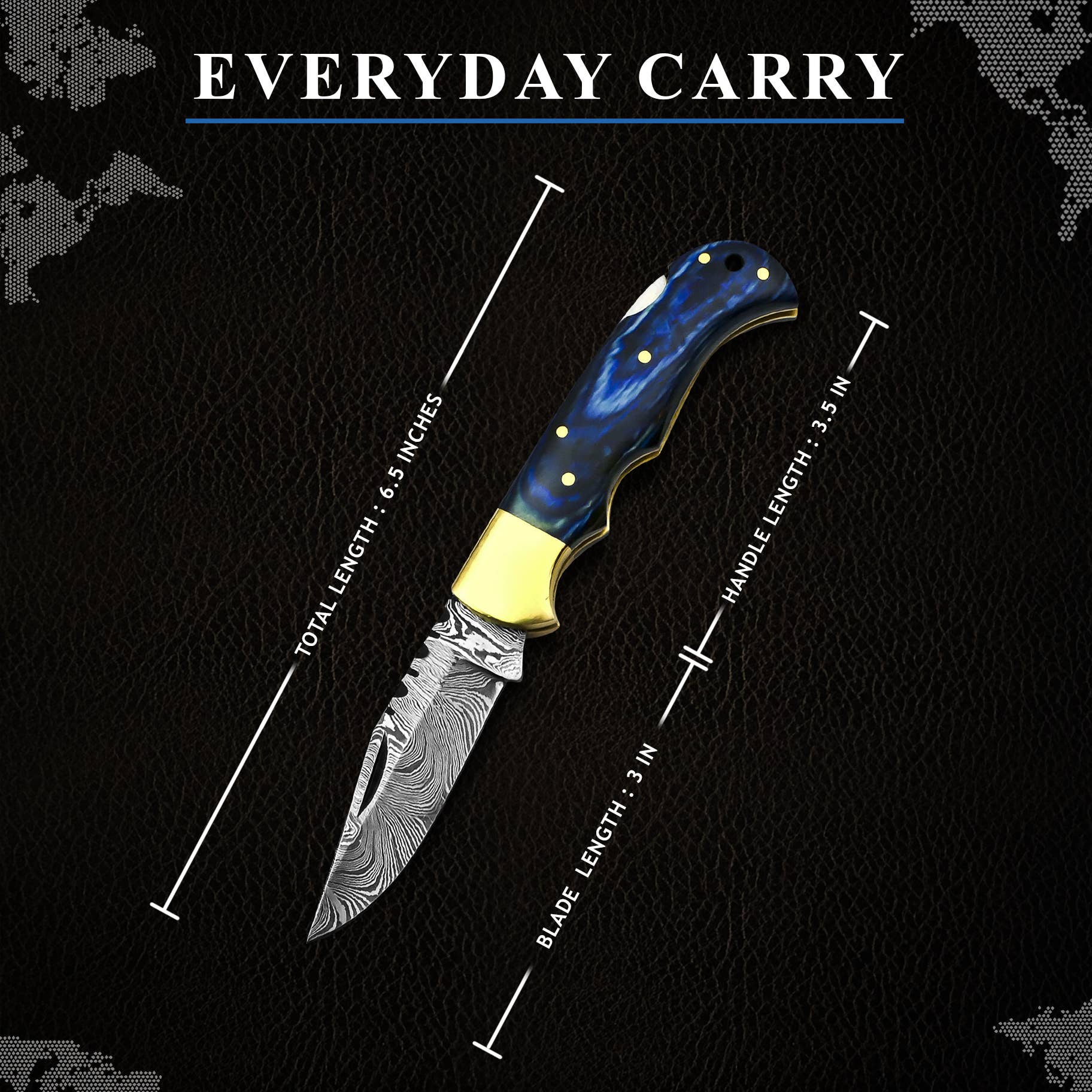 FH KNIVES - Wholesale Pocket Knife/Holder - 6.5' Handmade damascus folding knife, Pocket Knife2