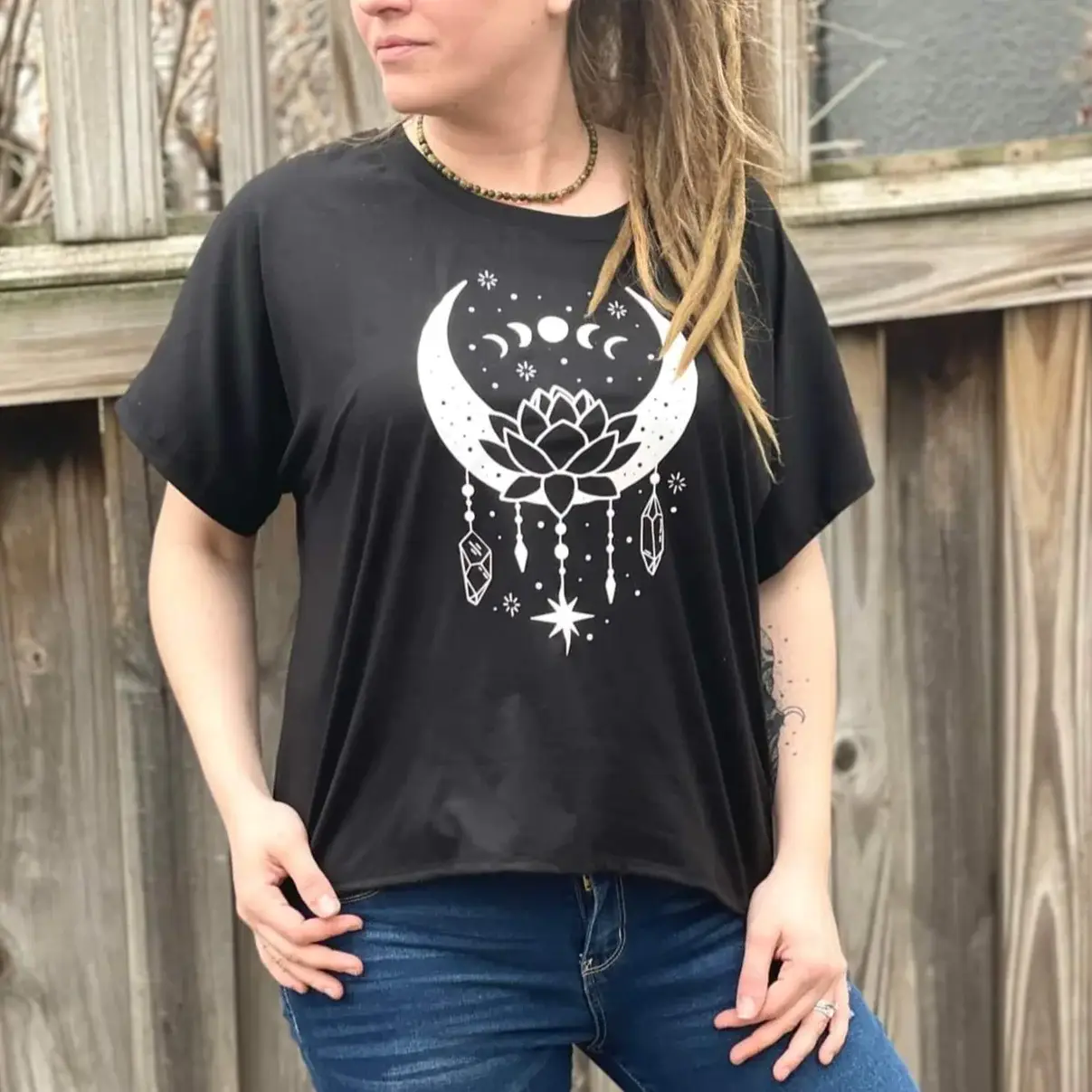 Altered Star Co. - Wholesale Screen Printed T-Shirt - Women's - Lotus Moon Zen Tee1