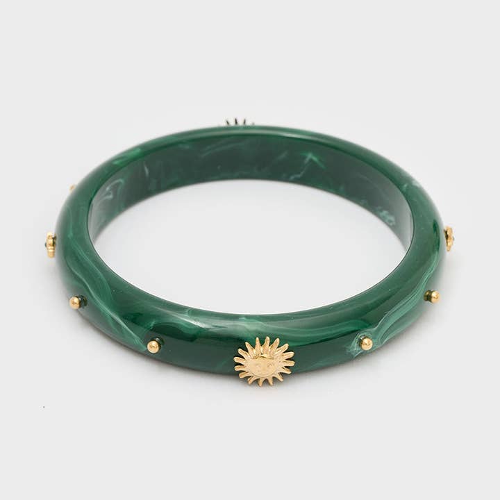 NALI' - Wholesale Armband - ELLIE ARMBAND RVS HARSGOUD/GROEN - N640