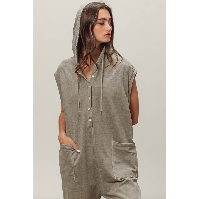 VINTAGE TAUPE FRENCH TERRY JUMPSUIT for wholesale on Faire1