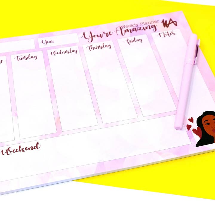 Planejador semanal You're Amazing Manifestation - Blocos de anotações para planejador de mesa com 50 páginas destacáveis - Almofada de mesa A4 por atacado de Wish Art Studios