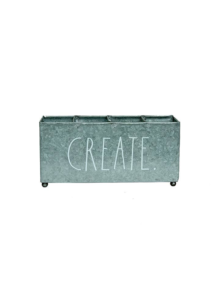 DesignStyles Home - Wholesale Bureau-organizer - Rae Dunn „Create” gegalvaniseerd metaal 4-sectie bureauorganizer