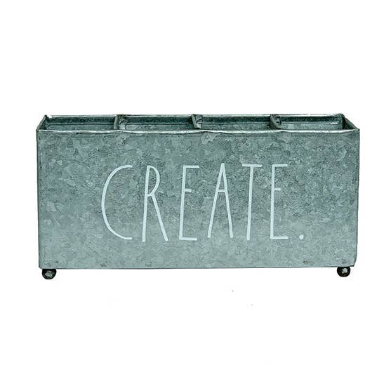 DesignStyles Home - Wholesale Bureau-organizer - Rae Dunn „Create” gegalvaniseerd metaal 4-sectie bureauorganizer0