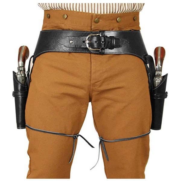 Viking Style Leather Gun Holster Belt for Halloween Cosplay for wholesale by SALINA TRADING INC