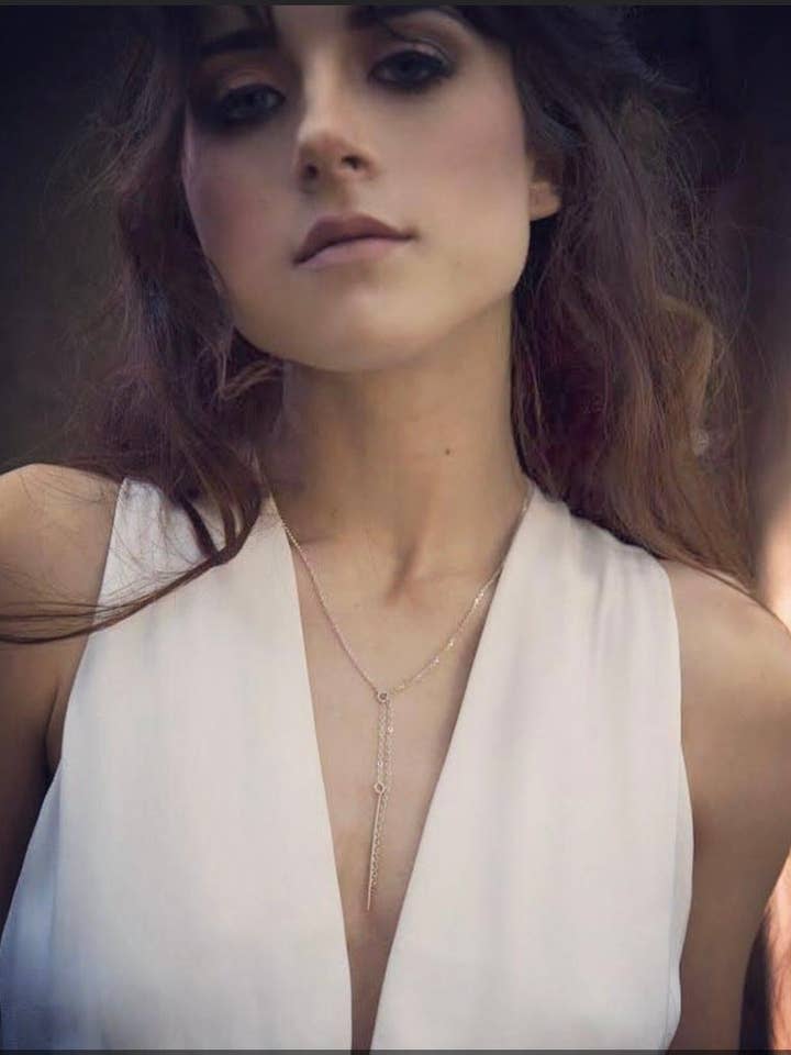 IVY Lariat Bar Necklace for wholesale by Zahavah Jewelry