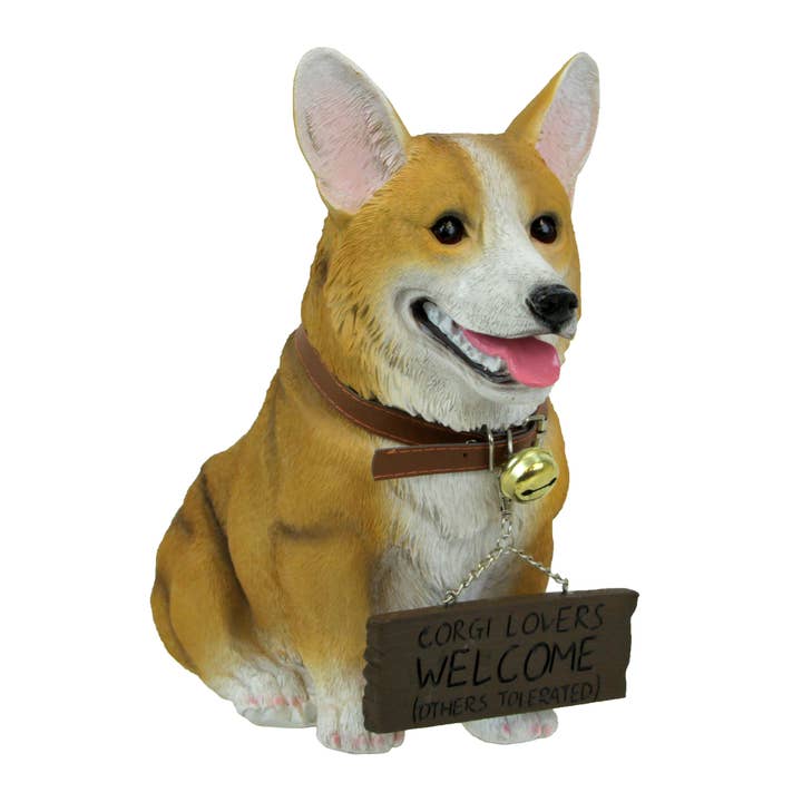 Zeckos – wholesale Outdoor ornament/decor – 11.5 Inch Tall Welsh Corgi Dog Realistic Welcome Statue1