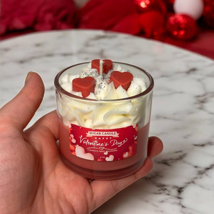 Sugar Candle - Wholesale Jar/Filled Candle - Valentine's Day Candle: Soy, Handmade, Retail & Gift Ready