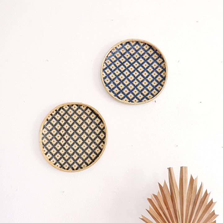 Thaihomeshop - Wholesale Dimensionele/3D-muurkunst - A TI NUCH - Muurkunst Decor Hangset van 2 (Zwart en Blauw)1