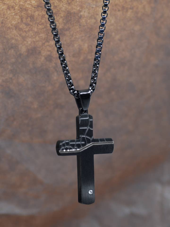 Black Cracked/Smooth Necklace - Eden Merry Necklace for wholesale by Eden Merry Jewelry by James Lawrence