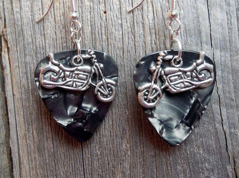 Simply Raevyn - Wholesale Dangle Earrings - Motorcycle Charm Guitar Pick Earrings32