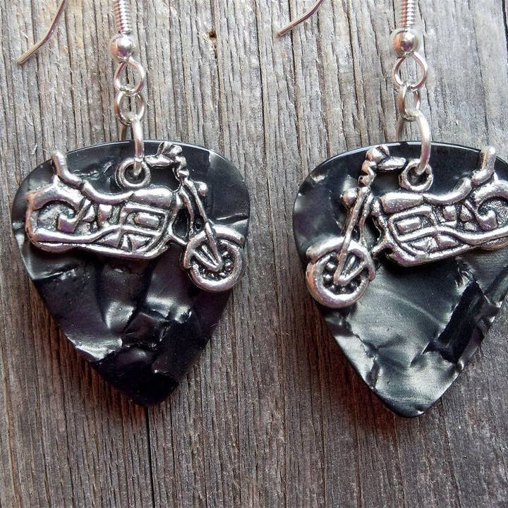 Simply Raevyn - Wholesale Dangle Earrings - Motorcycle Charm Guitar Pick Earrings32