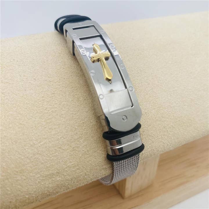 Mio Queena - Vente Bracelet jonc - Bracelet croix ajustable en titane6