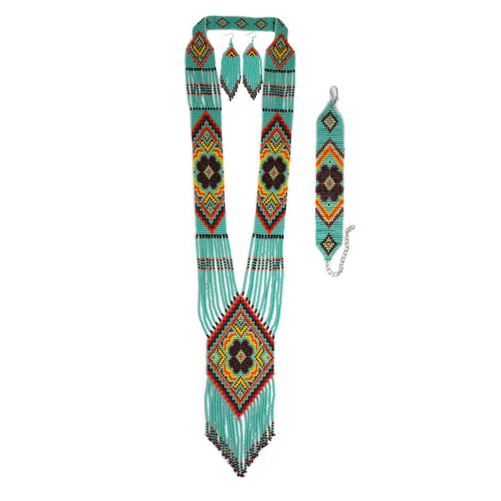 Turkos indiansk stil långt pärlhalsband för wholesale av KANGURAH