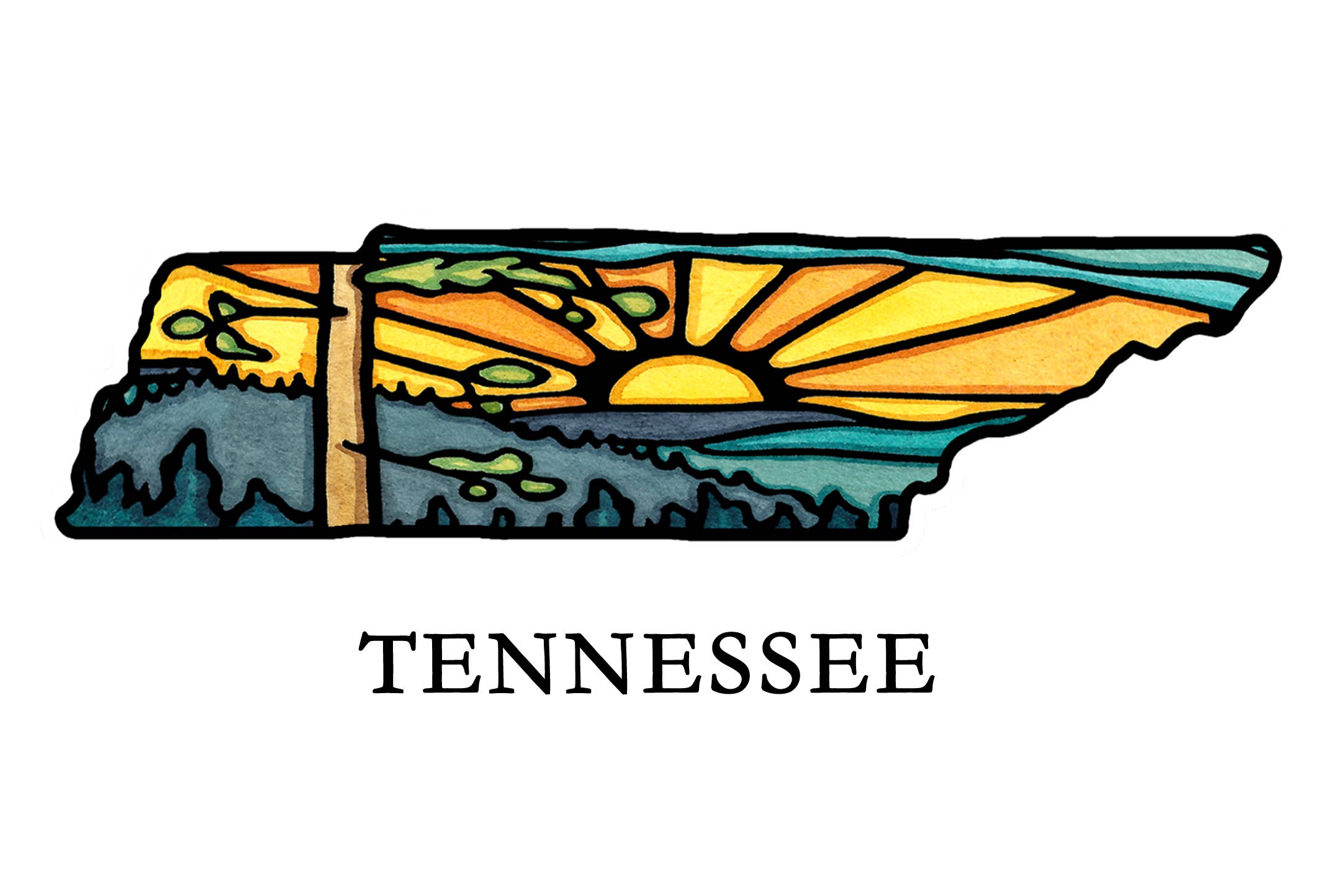 Sarah Angst Art - Wholesale Postcard - Custom Name Dropped State Postcards - Pack of 10021