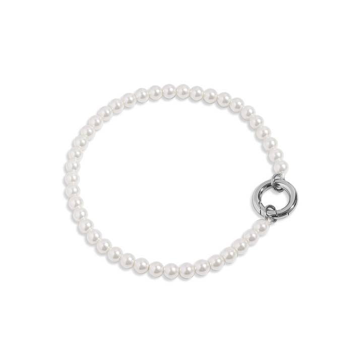 WJW - Wholesale Charm/Dangle Bracelet - Beaded Pearl Bracelet & Charm Keeper
