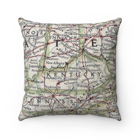 Daisy Mae Designs - Wholesale Throw/Decorative Pillow - Kentucky Map Pillow – 18" Square Throw Pillow