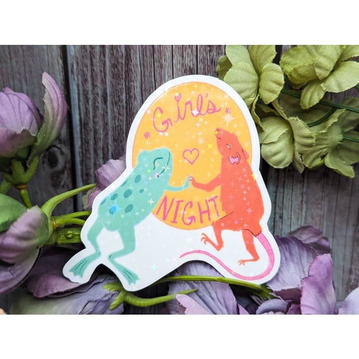Autocollant Meilleures Amies Grenouille et Rat pour une Soirée entre Filles pour la vente par Witchbriar Cottage