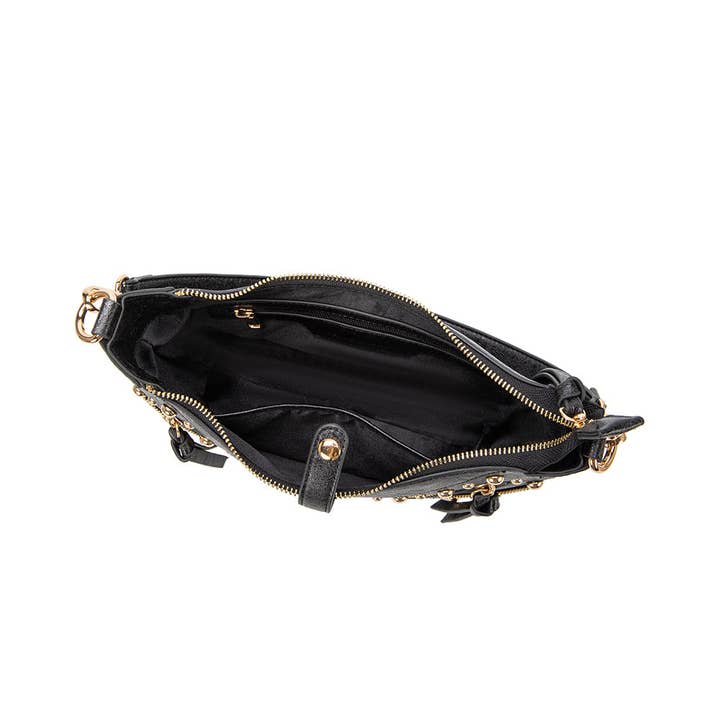 Melie Bianco - Wholesale Shoulder Bag - Women's - Maeve Black Recycled Vegan Shoulder Bag