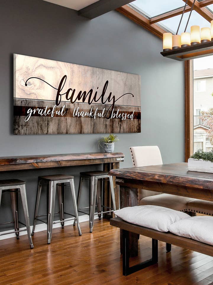 Family Wall Art: Family Grateful Thankful Blessed for wholesale by Sense For Decor