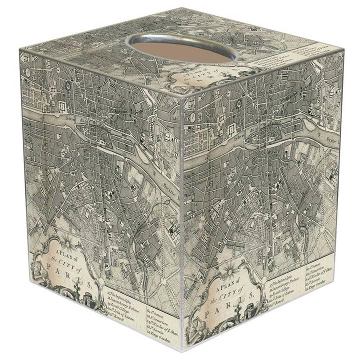 Marye-Kelley - Wholesale Tissue Box - Paris Antique Map Tissue Box Cover