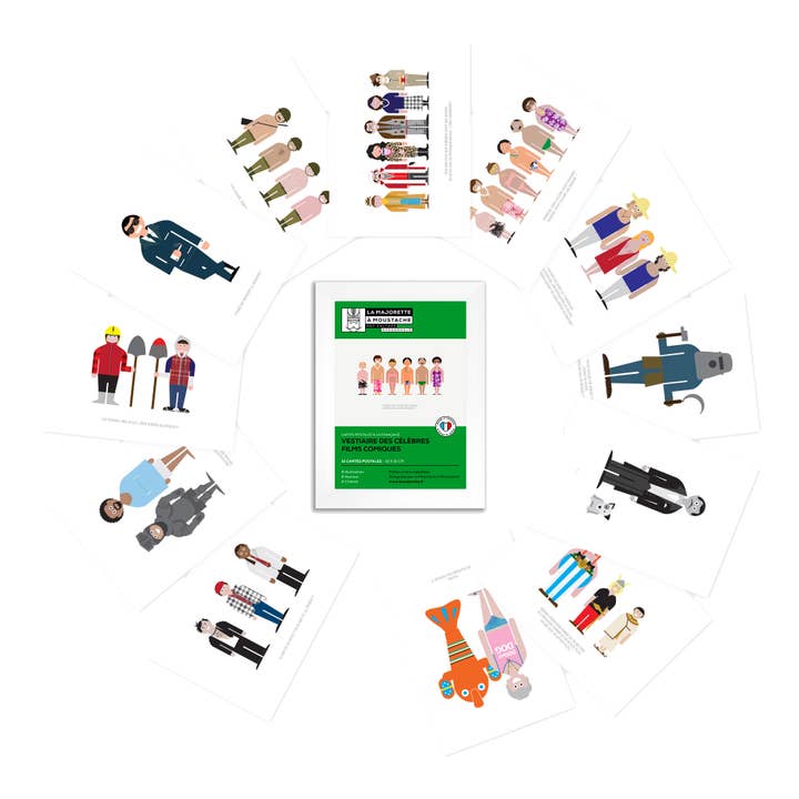 Case for 12 Postcards - Vestiaire Des Films Comiques for wholesale by La Majorette à Moustache