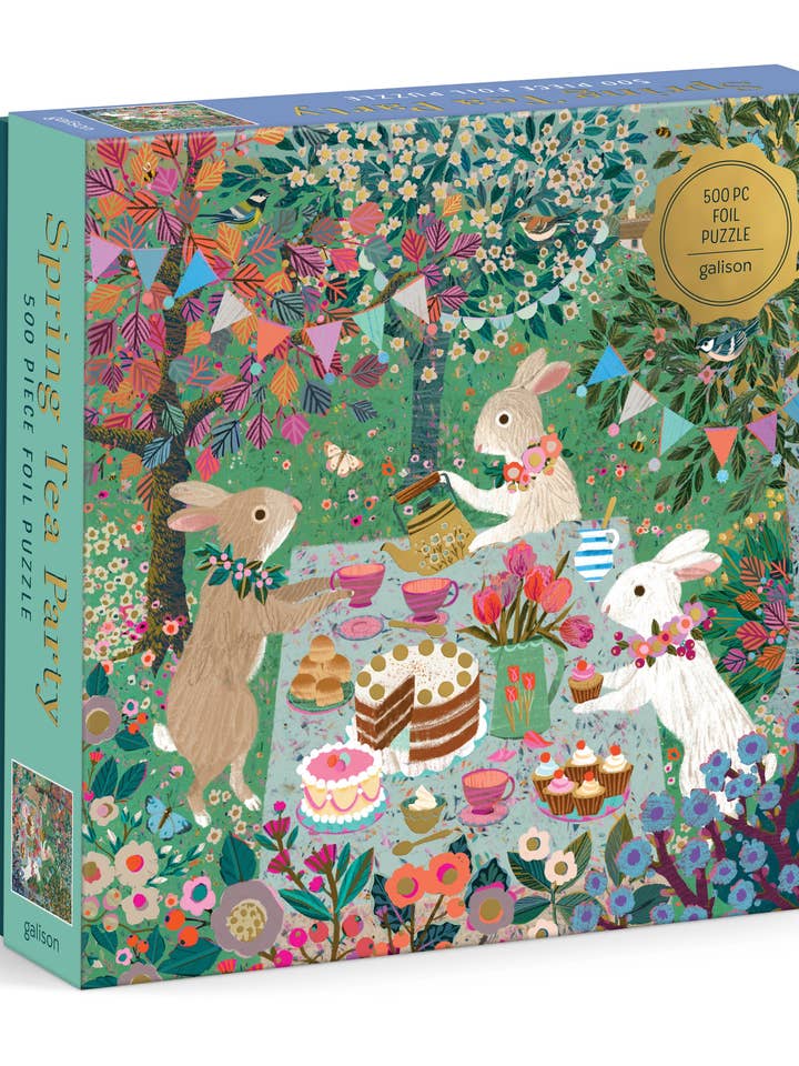 Spring Tea Party 500 Piece Foil Puzzle for wholesale by Chronicle Books