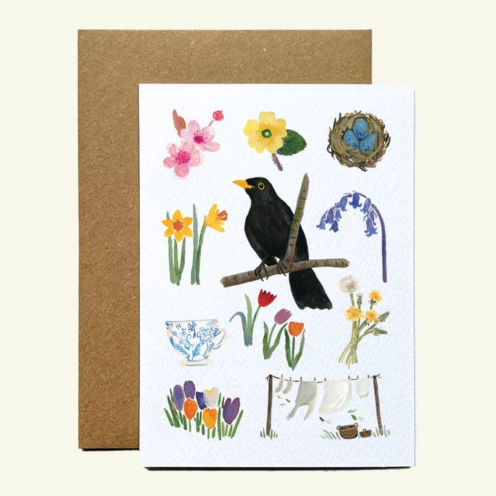 Jenny Vellacott - Wholesale Everyday Greeting Card - Signs of Spring Illustrated Greetings Card