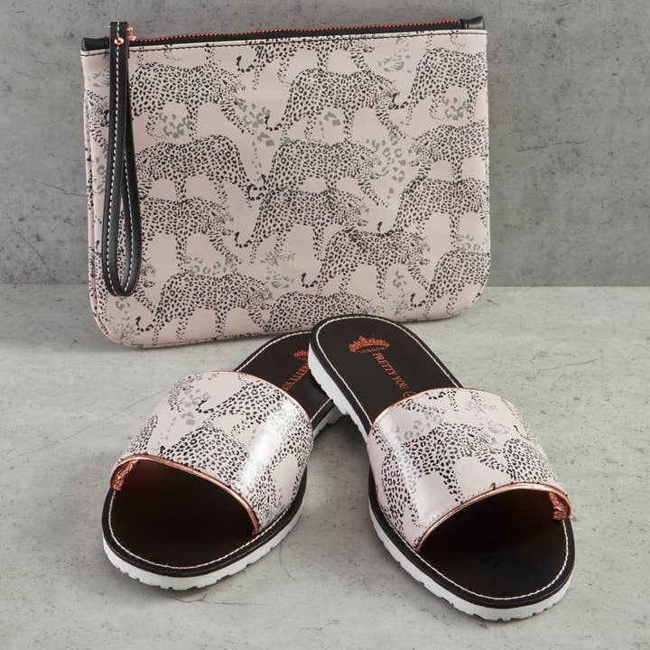 Printed Slider Sandals and Clutch Set in Leopard Print and other Purchase wholesale plain slides. Free returns & net 60 terms on Faire trending on Faire.