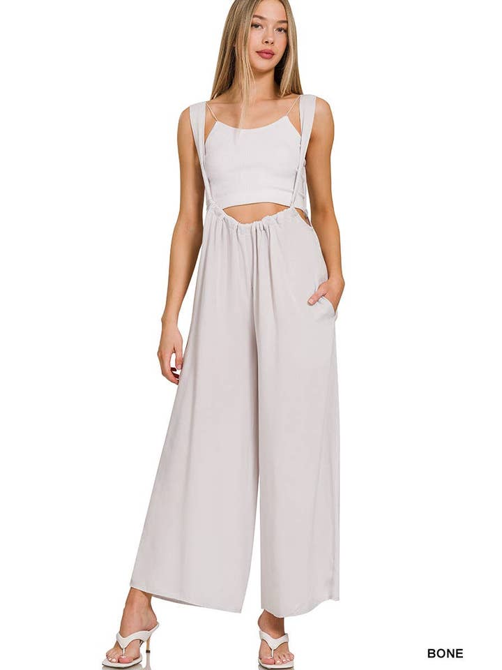 Vanilla Monkey – Engroshandel Jumpsuit - Dame – Vævet jumpsuit med seler og bindebånd samt lommer1