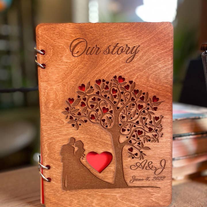 Cherish Deal - Wholesale Scrapbook - Our Story Personalised Scrapbook, Wooden Couples Memory Book1