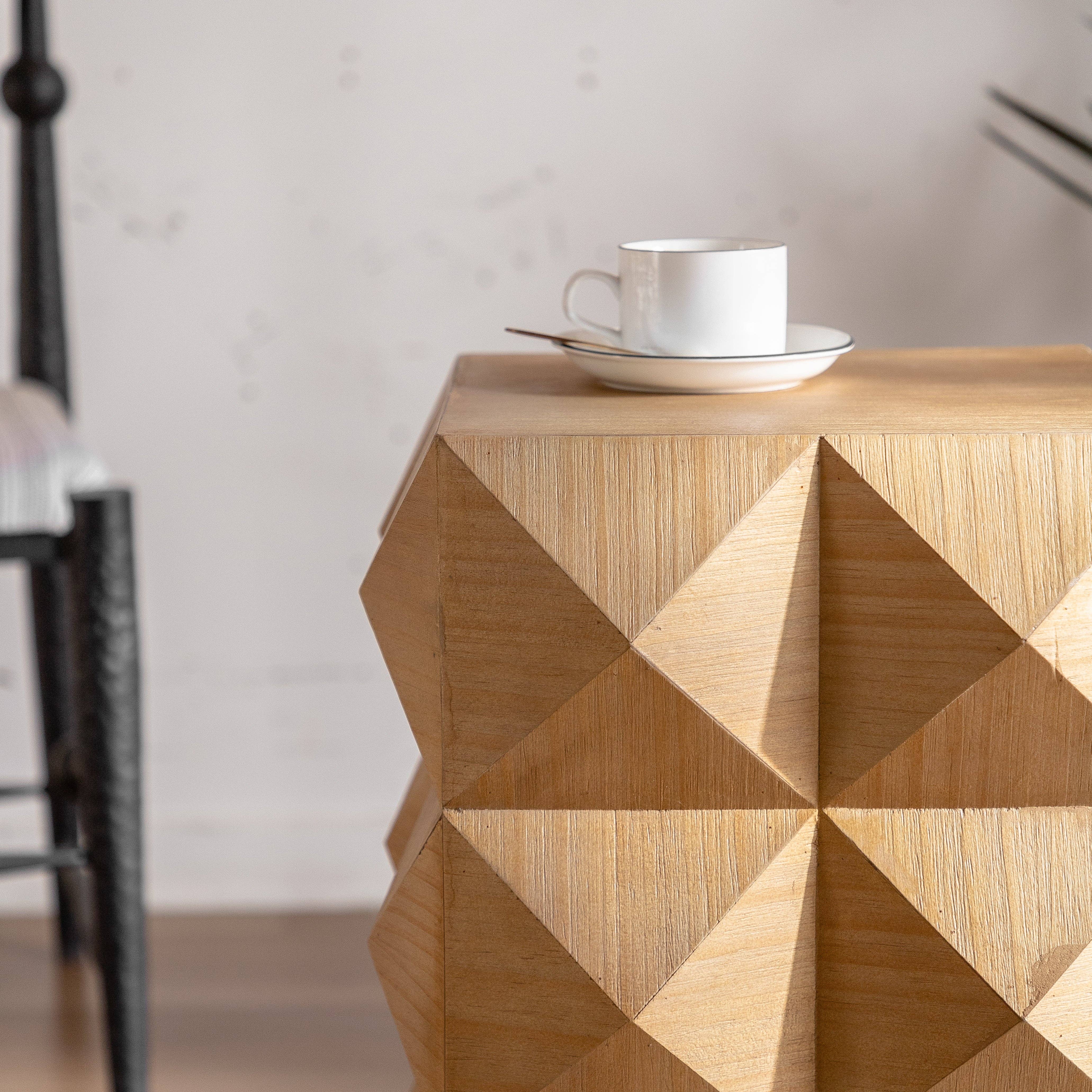 HOMYCASA DESIGN INC - Wholesale Side Table - Crema Modern Geometric Wood Side Table Natural End Table4