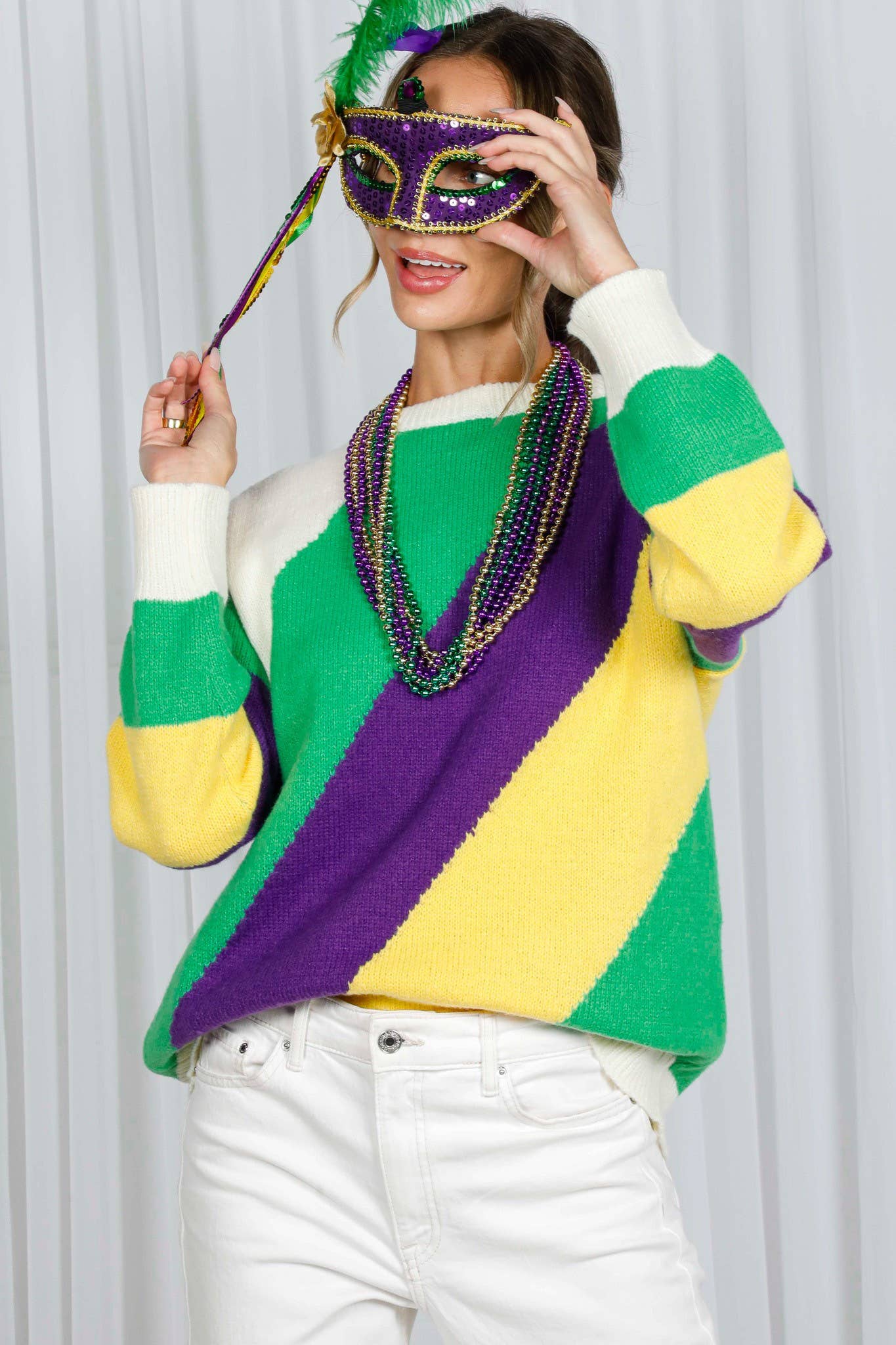 Multi Camisola de malha Mardi Gras Color Block VT60708A para venda a revendedores na Faire5