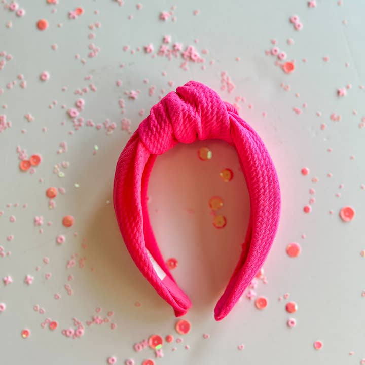 Evie Pearl Handmade LLC - Wholesale Fashion Headband - Kids - Colorblock- Bubblegum Pink & Hot Pink Knotted Headband