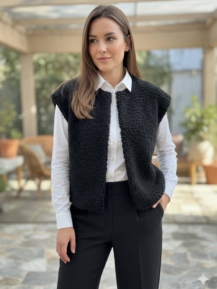 Black Chic sleeveless vest for wholesale on Faire0