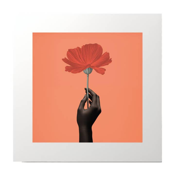 Hands Red w Flower Art Print for wholesale by Artificial Ink